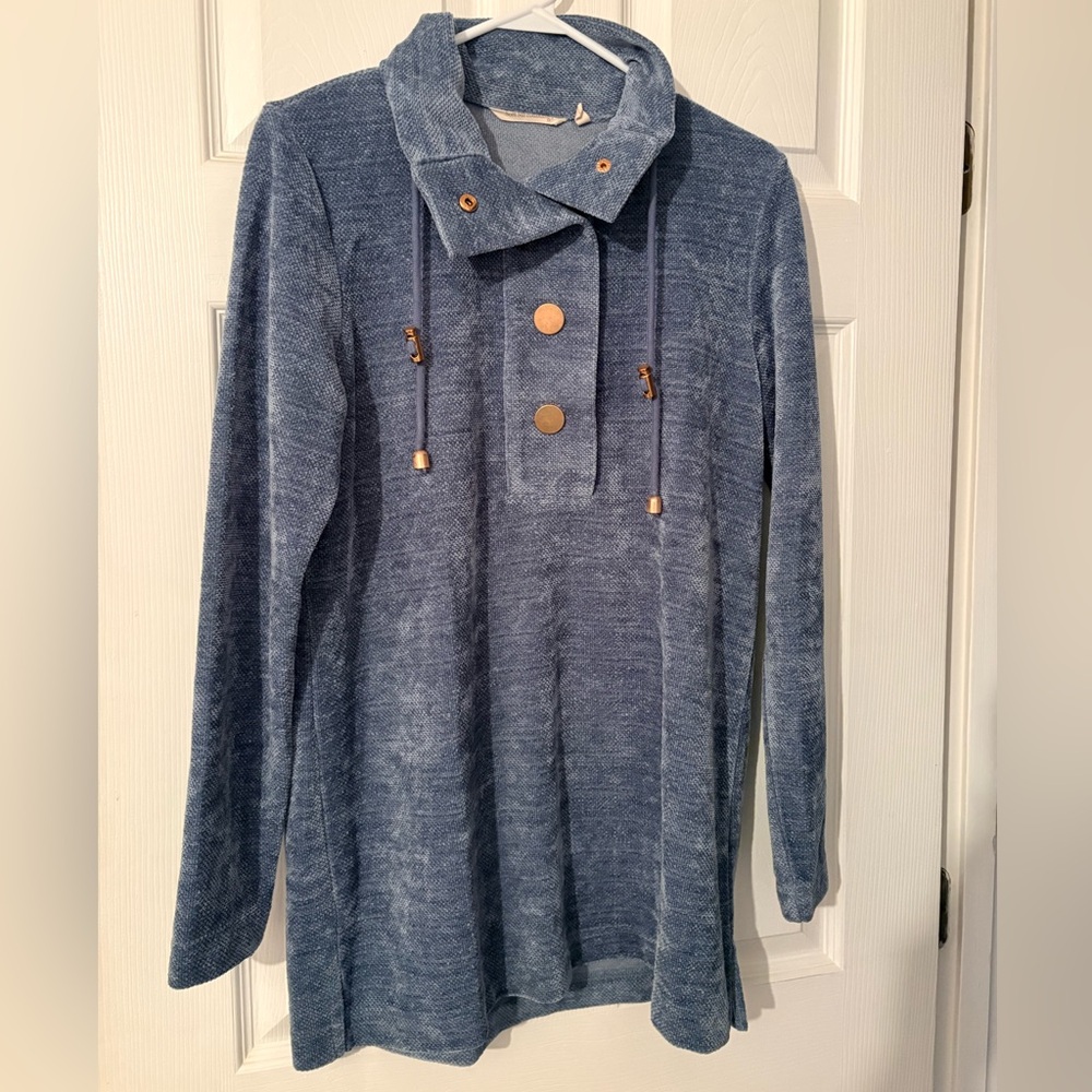 Soft Surroundings St. Germain chenille tunic sweater storm blue color Size S